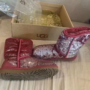Ugg Shoes | AuthenticnUgg Classic Short Sparkle Boots w/ Pink Sequins